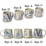 Botanical Blue Hand-Stamped Ceramic Mug