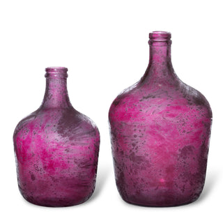 Frosted Cranberry Glass Cellar Bottles