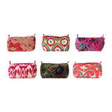 Quilted Velvet Soft Zipper Pouch with Vibrant Pattern