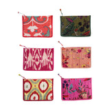 Quilted Velvet Flat Zipper Pouch with Vibrant Pattern