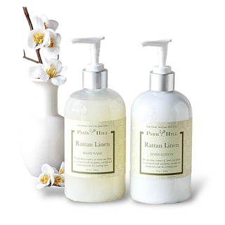 rattan linen hand wash and lotion by park hill