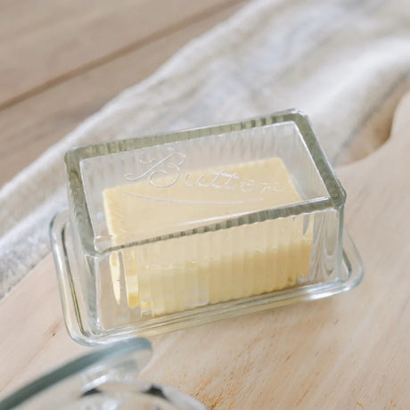 Pressed Glass Clear Butter Dish