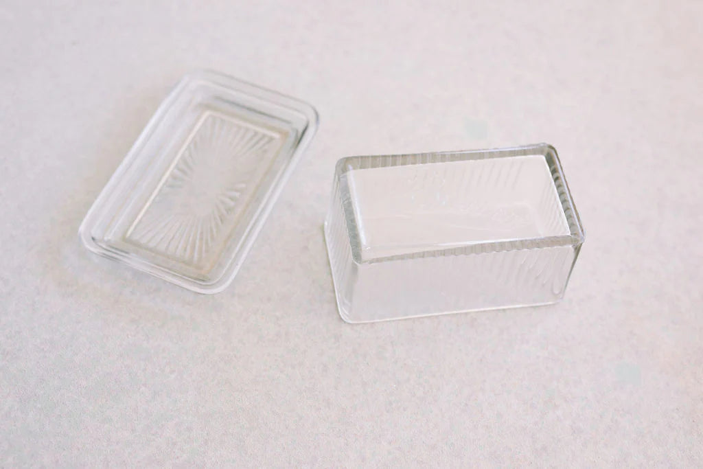 Pressed Glass Clear Butter Dish
