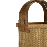 Vintage Chinese Tall Handle Woven Wicker Basket