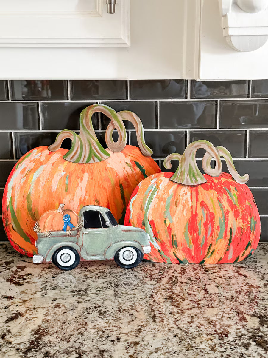 Orange Artful Metal Pumpkin