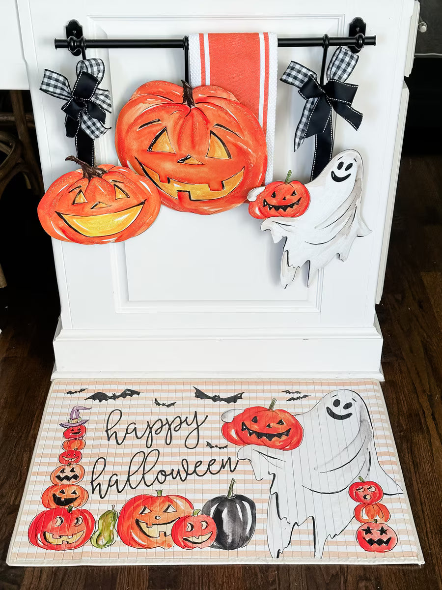 Orange Jack-O-Lantern Pumpkin Metal Sign