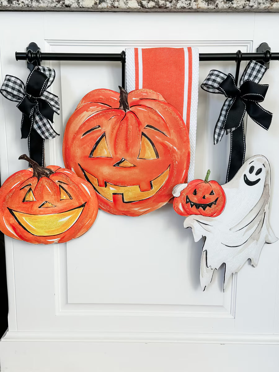Orange Jack-O-Lantern Pumpkin Metal Sign