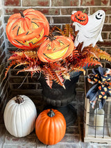 Orange Jack-O-Lantern Pumpkin Metal Sign