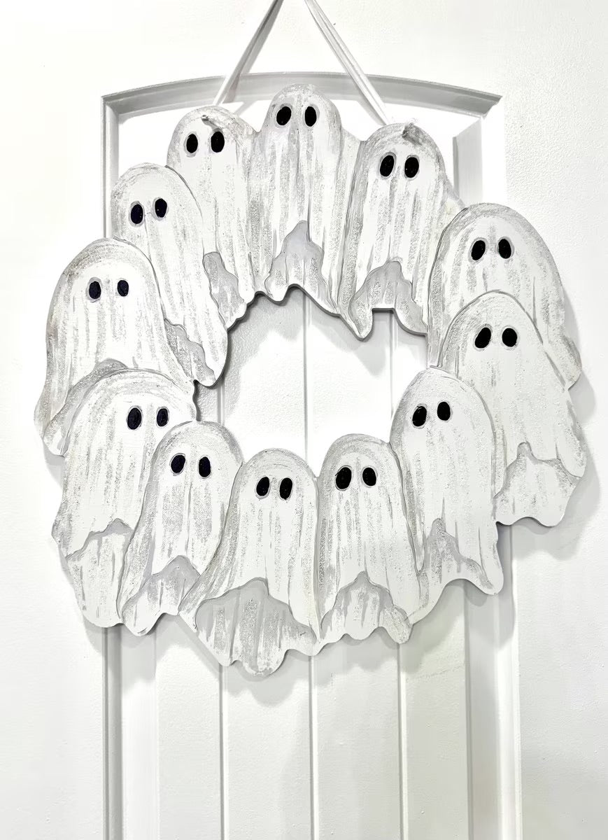 Ghost Wreath PVC Door Hanger