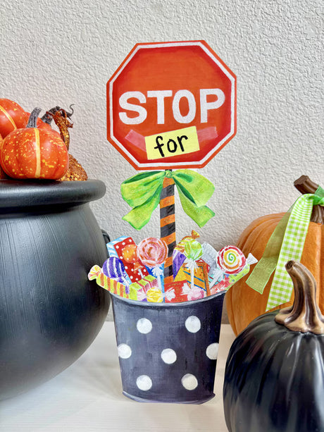 Stop For Candy Metal Stake Sign