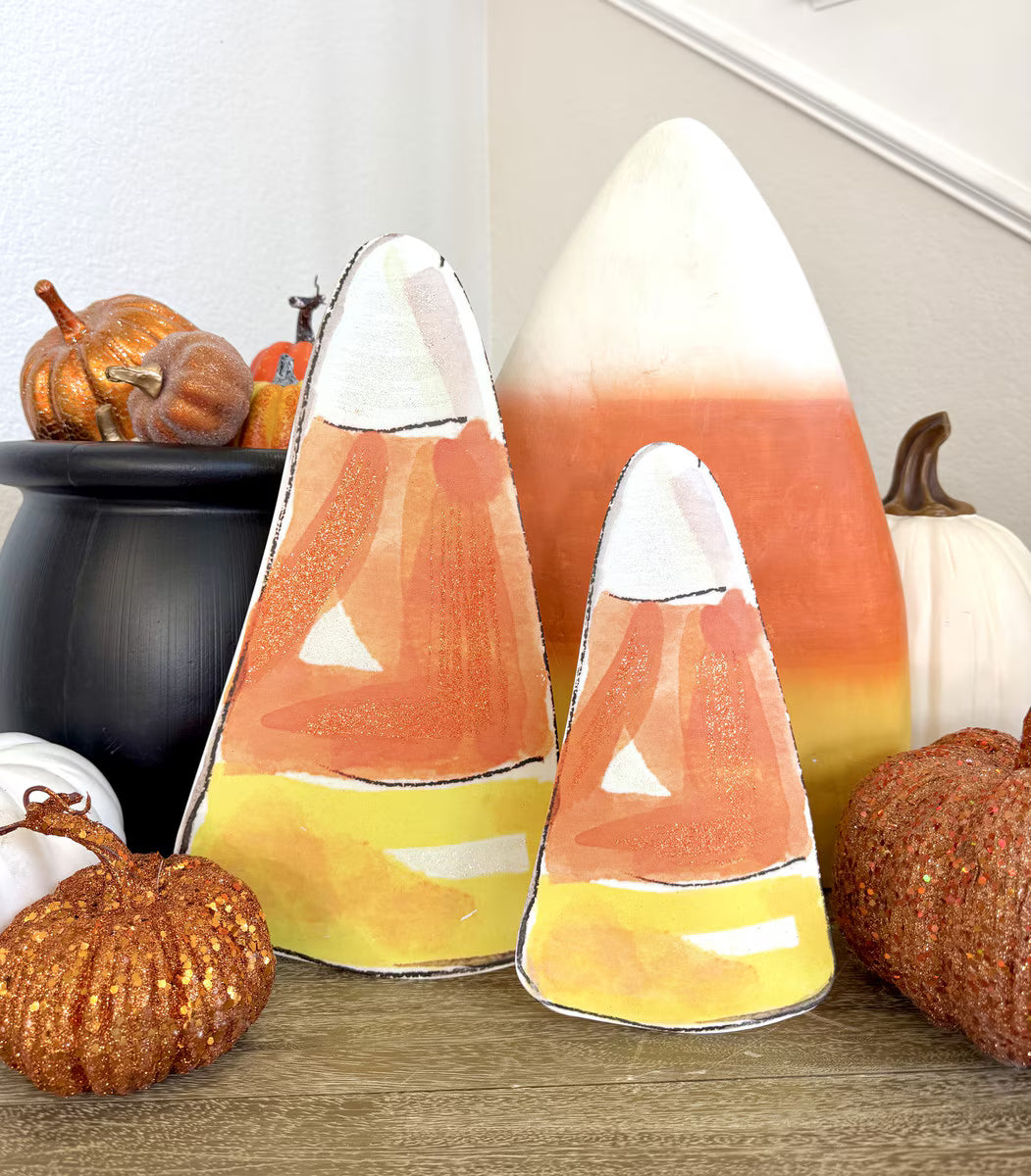 Orange Candy Corn Metal Sign
