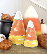 Orange Candy Corn Metal Sign