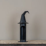 Black Metal Witch Hat Pillar Candle Holder