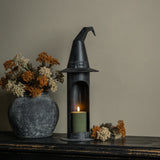 Black Metal Witch Hat Pillar Candle Holder