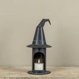 Black Metal Witch Hat Pillar Candle Holder