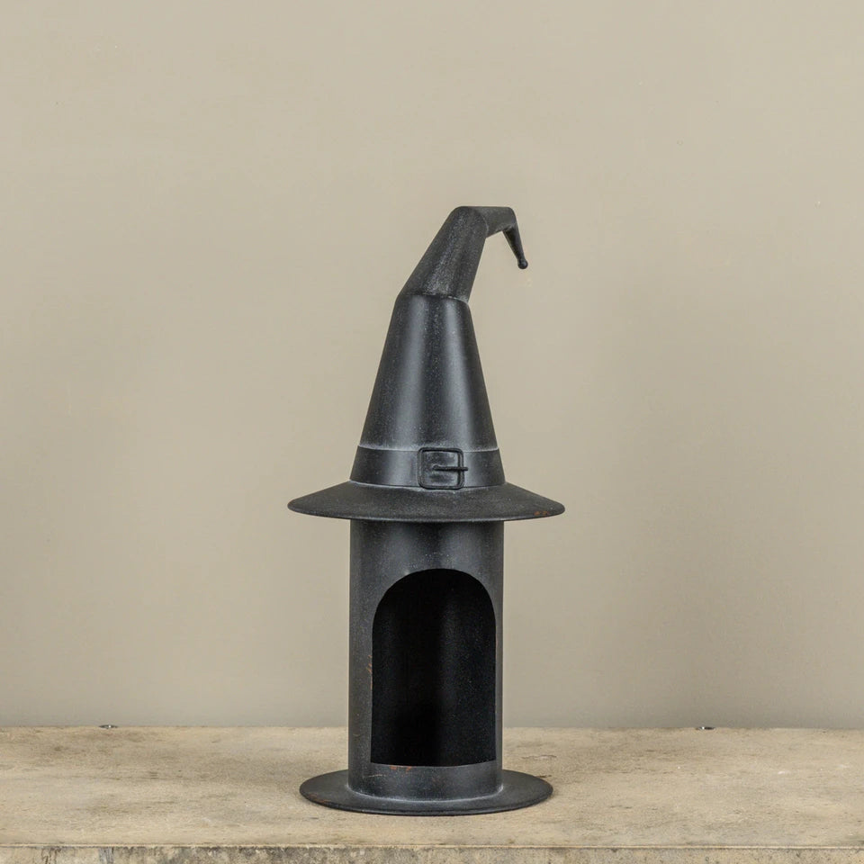 Black Metal Witch Hat Pillar Candle Holder