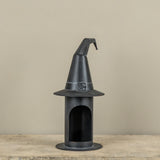 Black Metal Witch Hat Pillar Candle Holder