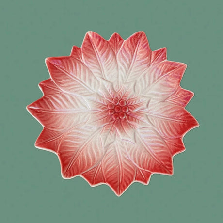Hand-Painted Poinsettia Ceramic Plate