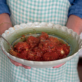 Meatballs served in Finch + Fennel Tomato Basil Marinara Sauce