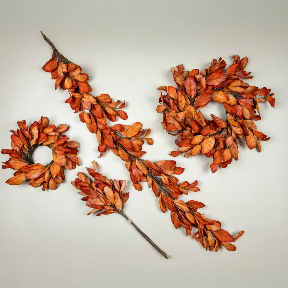 Dried Orange Magnolia Leaves Candle Ring
