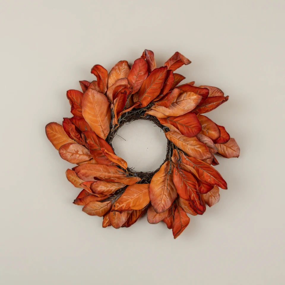 Dried Orange Magnolia Leaves Candle Ring