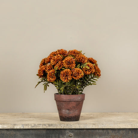 Faux Potted Brown Mums