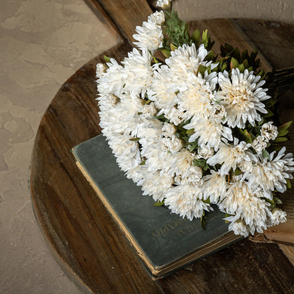 Faux Cream Mum Bush