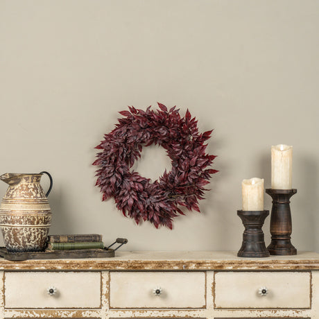 Burgundy Spikenard Leaf Fall Wreath