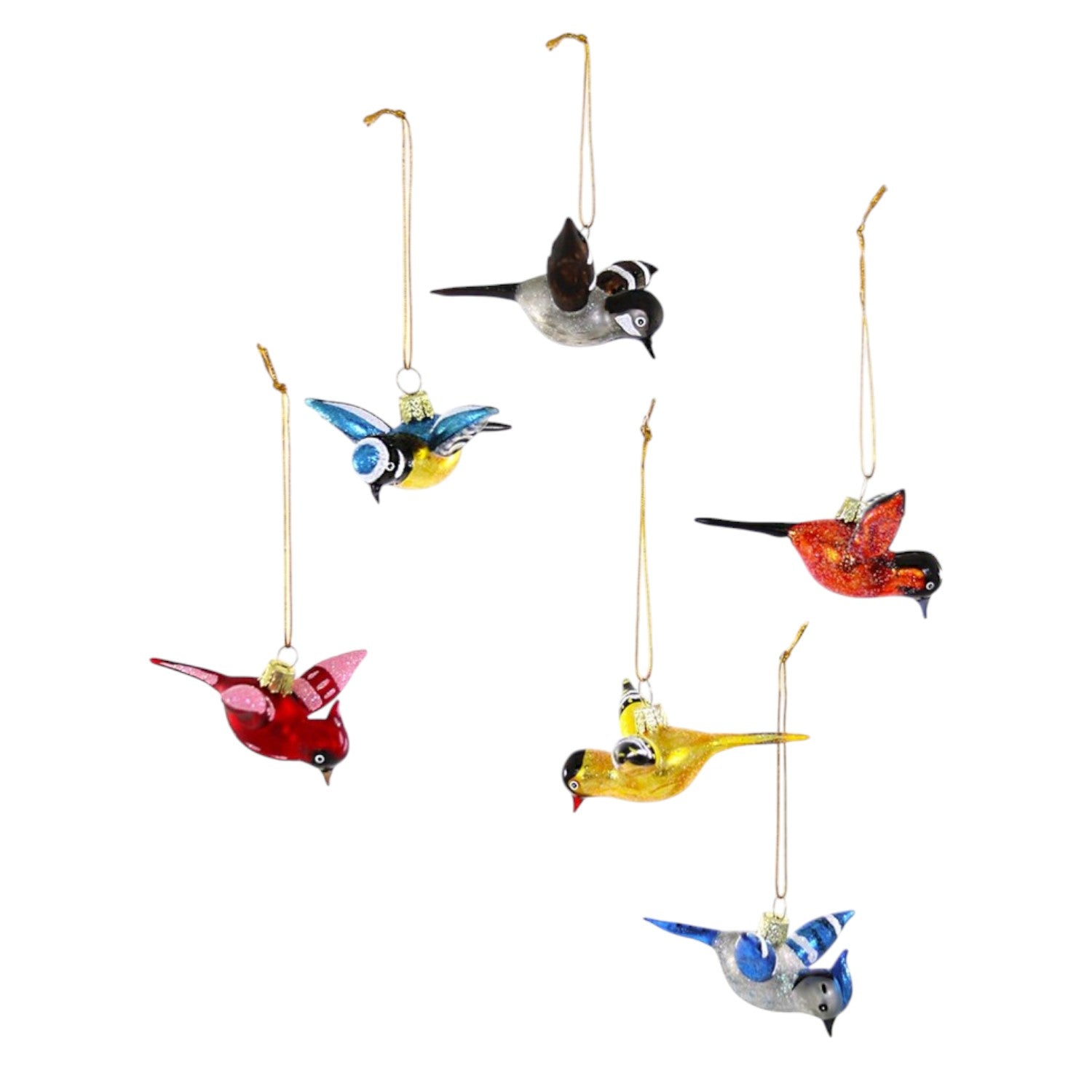 Winter Song Bird Glass Christmas Ornaments