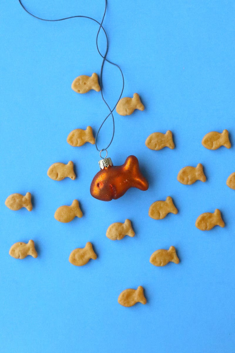 Glass Orange Golfish Cracker Christmas Ornament