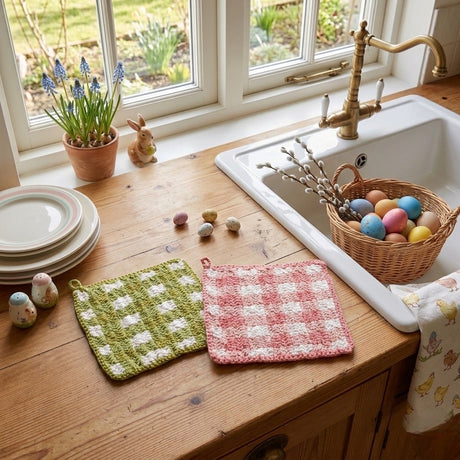 Crochet Pastel Check Pot Holder
