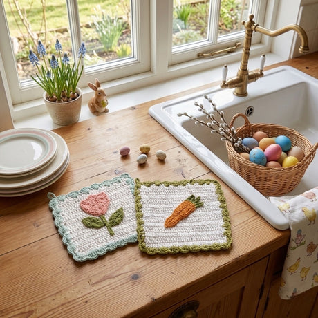 Crochet Garden Tulip & Carrot Pot Holder