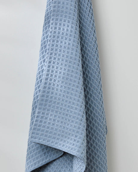 Sky Blue Waffle Geometry Bath Towel & Washcloth
