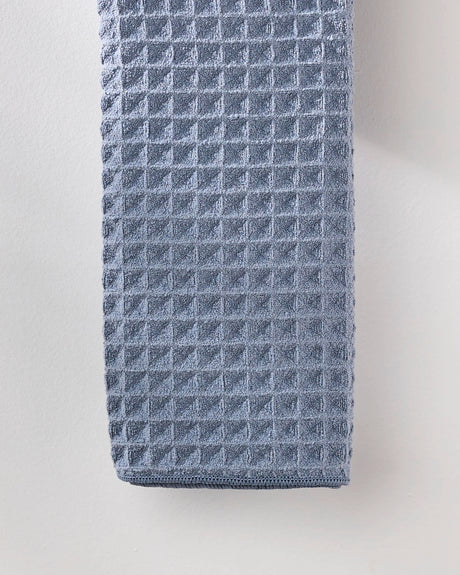 Sky Blue Waffle Geometry Bath Towel & Washcloth