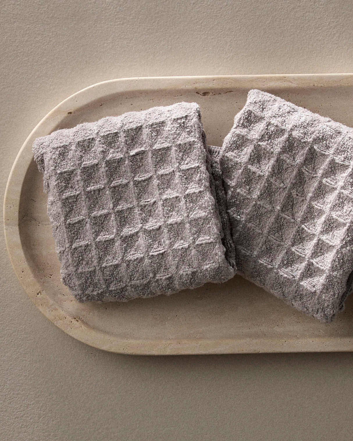 Stone Waffle Geometry Bath Towel & Washcloth