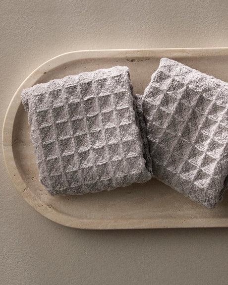 Stone Waffle Geometry Bath Towel & Washcloth