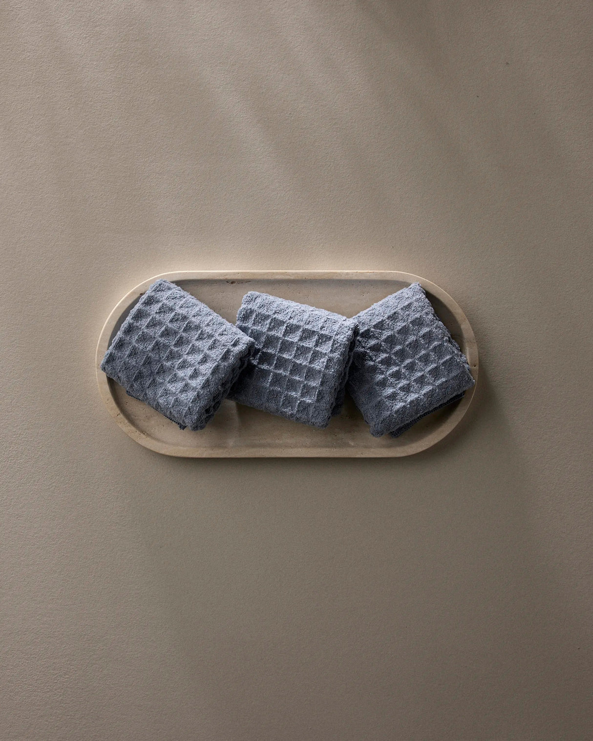 Sky Blue Waffle Geometry Bath Towel & Washcloth