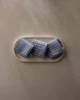 Sky Blue Waffle Geometry Bath Towel & Washcloth