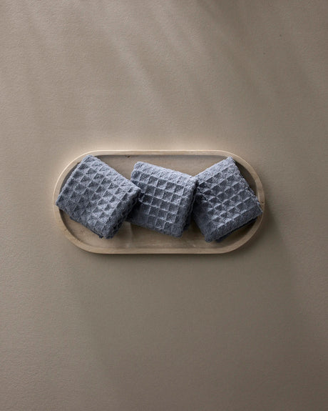 Sky Blue Waffle Geometry Bath Towel & Washcloth