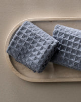 Sky Blue Waffle Geometry Bath Towel & Washcloth
