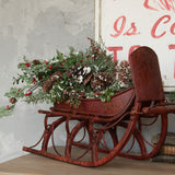 Red Distressed Antique Finish Metal Christmas Sleigh