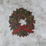 Wreath with Red Bow Metal Wall Plaque