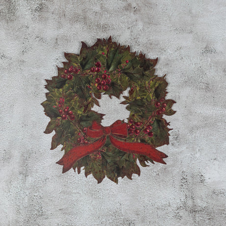 Wreath with Red Bow Metal Wall Plaque