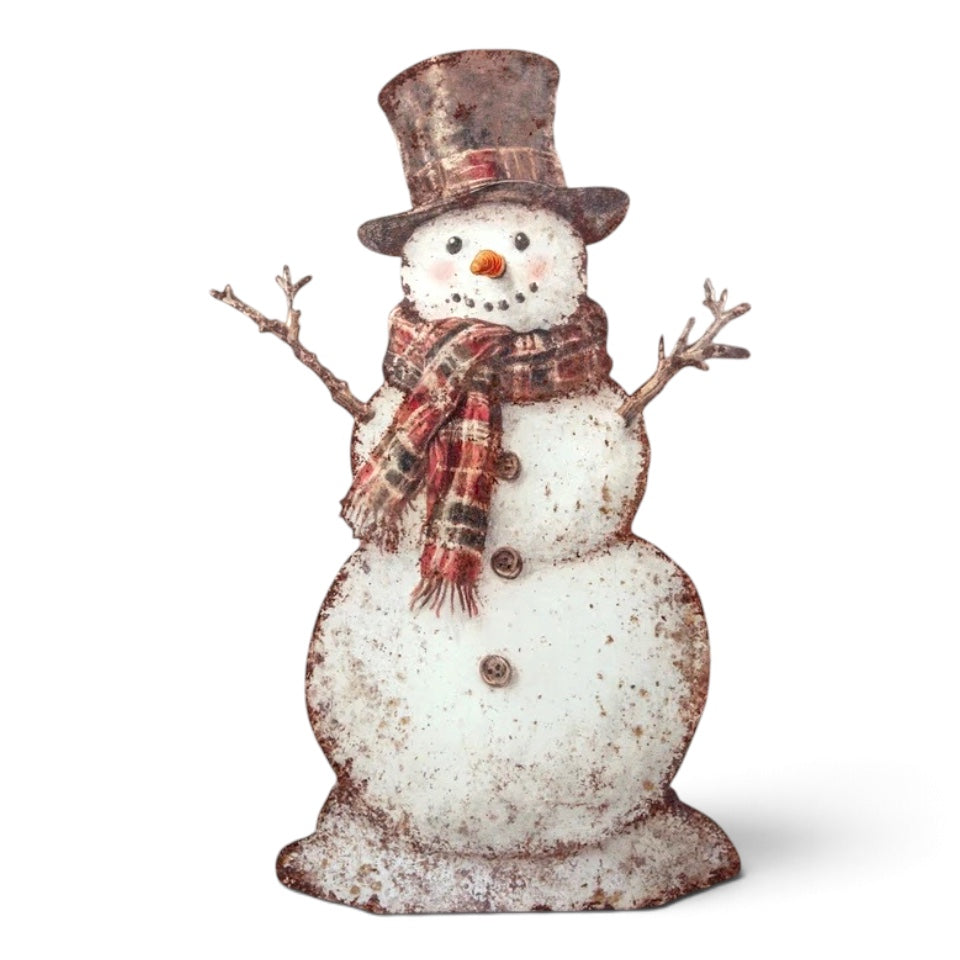 Plaid Snowman Metal Yard Dummy Board