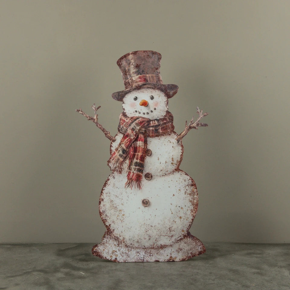 Plaid Snowman Metal Yard Dummy Board
