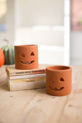 Terracotta Clay Jack-O-Lantern Luminaries