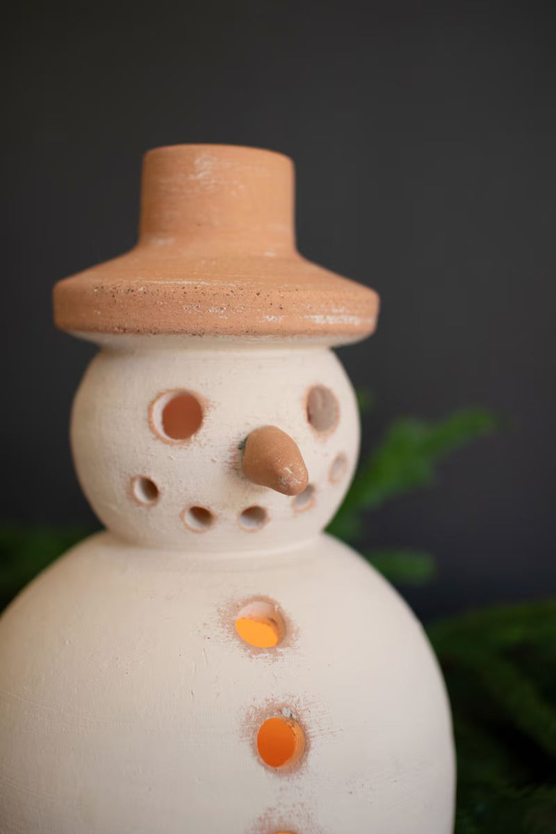 Ivory & Terracotta Snowman Luminary - Thumbnail 3