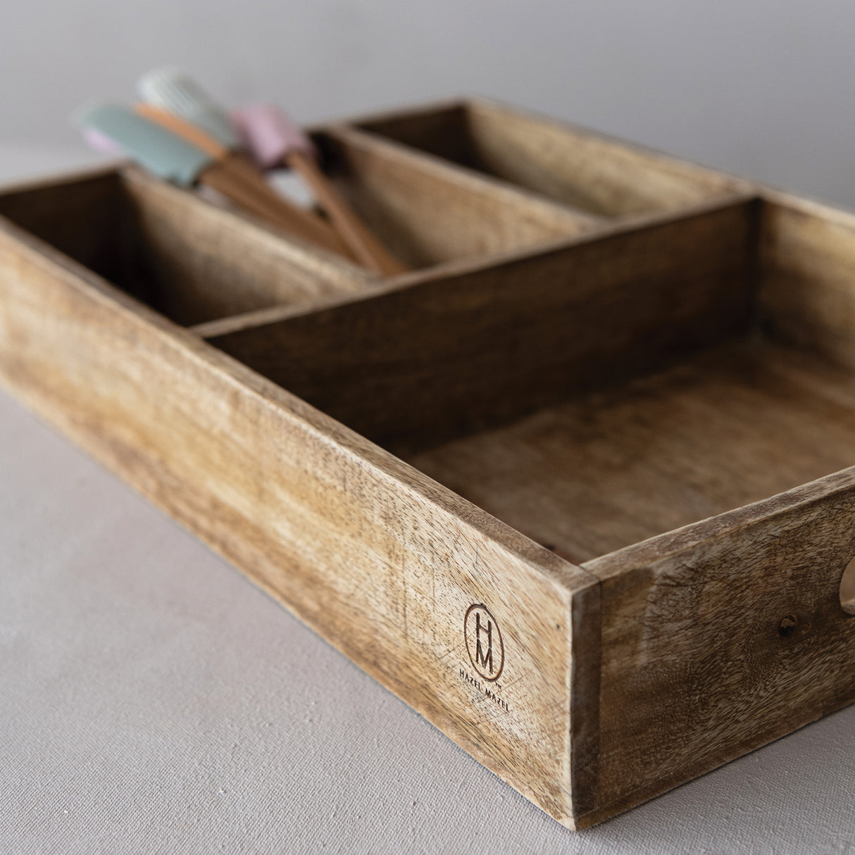 Mango Wood Divided Tray with Handles