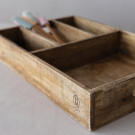 Mango Wood Divided Tray with Handles