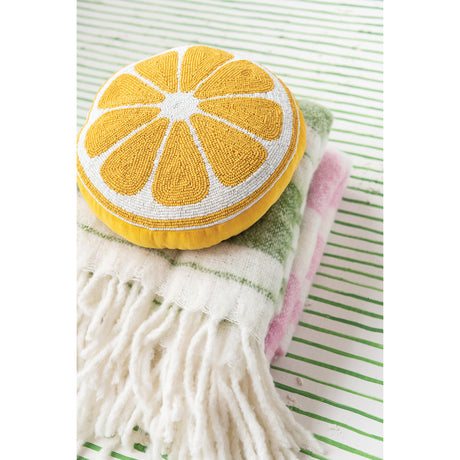 Beaded Lemon Slice Throw Pillow